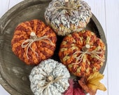 Crochet Pumpkins, Fall Home Decor, Fall Farmhouse Décor, Rustic Handmade Pumpkins, Yarn Pumpkins
