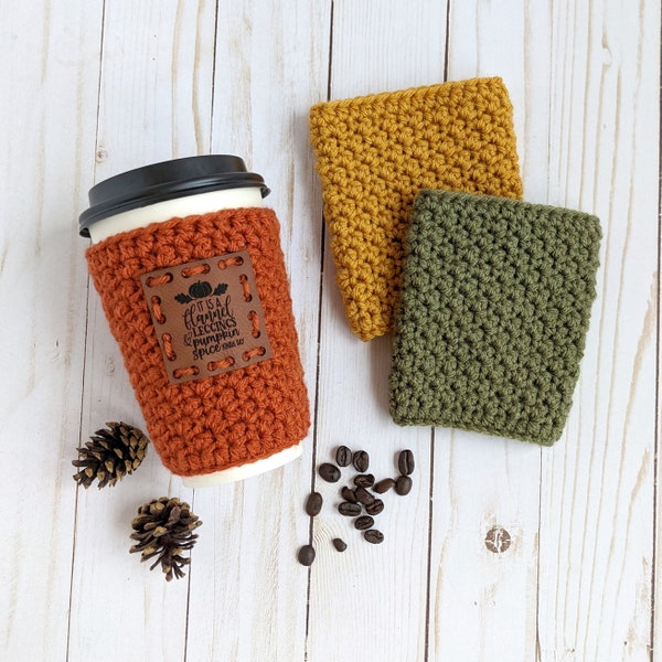 Fall Crochet Cup Cozy, Pumpkin Spice Coffee Holder, Reusable Beverage Cozy, Knit Coffee Sleeve, Hot Drink Crochet Cozy, Coffee Lover Gift