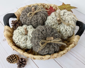 Crochet Pumpkins, Fall Home Decoration, Farmhouse Décor, Harvest, Rustic Handmade Pumpkins, Knit Yarn Pumpkin, Stuffed Pumpkin, Autumn
