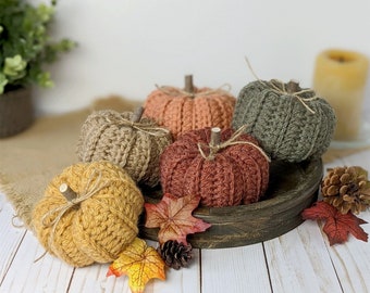 Crochet Pumpkins, Cozy Fall Home Decor, Autumn Farmhouse Pumpkins, Rustic Handmade Pumpkin, Knit Yarn Pumpkin, Stuffed Pumpkin, Fall Accents