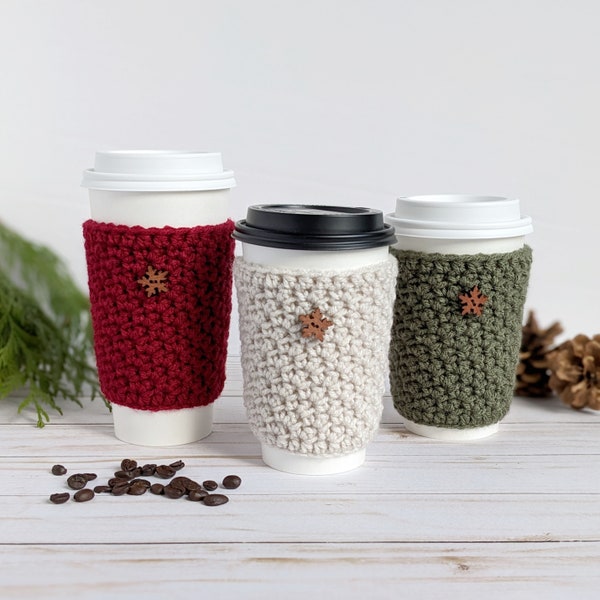 Holiday Crochet Cup Cozy, Christmas Coffee Cozy, Beverage Cozy, Hot Drink Holder, Knit Coffee Sleeve, Reusable Coffee Cup Sleeve Mug Sweater