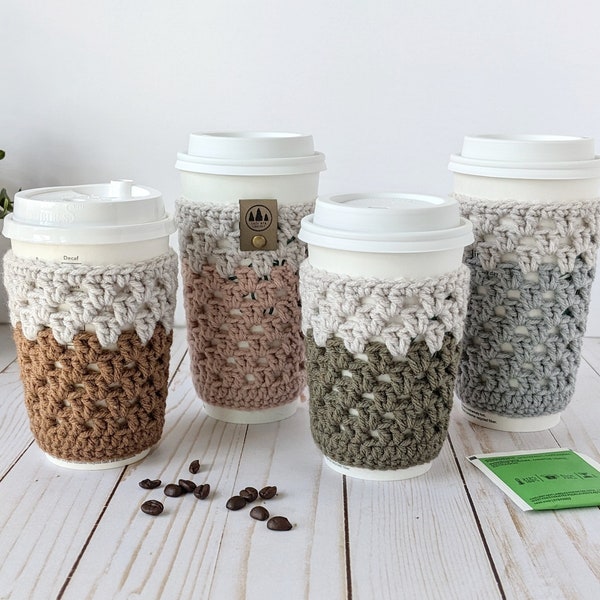 Crochet Cup Cozy, Reusable Coffee Cup Sleeve, Hot Drink Sleeve, Knit Beverage Cozy, Teacher Gifts, Crochet Cup Holder, Coffee Accessories