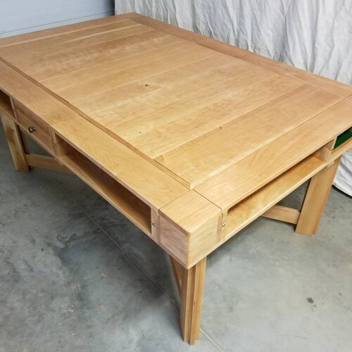 8 Player Oak Board Game Table With Lights and Outlets. - Etsy