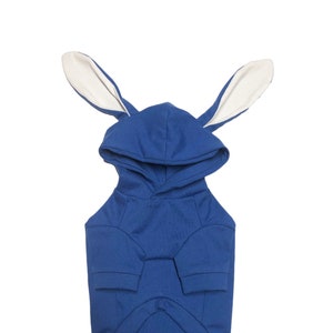 Rabbit Ear Hoodie, Bunny Ear Hoodie, 9oz  Combed COTTON Jersey,, Baleine Blue, Dog Top, Dog Clothing, Dog Apparel, Made in USA, Dog Clothes