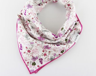 Purple/Green Floral Combed Cotton Poplin Pet Bandana, Dog Bandana, Dog Scarf, Cat Bandana, Pet Accessories, Pet Neckwear, Dog Clothes
