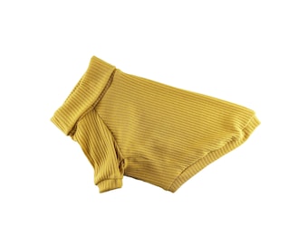 Mustard Ribbed Knit Turtleneck Top, Dog Top, Dog Clothing, Dog Fashion, Dog Apparel, Dog Clothes