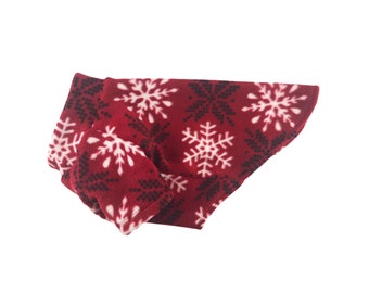 Snowflakes on Red, Mock Neck Fleece Top, Dog Clothing, Dog Fashion, Dog Apparel, Dog Clothes