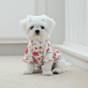 Floral Printed Cotton 1X1 Rib Knik Dog Top Dog Apparel Made | Etsy
