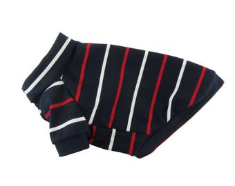 Navy Striped Turtle Neck Raglan Top,  Dog Clothing, Dog Apparel, Pet Apparel, Dog Clothes