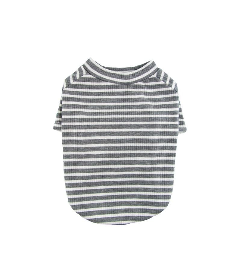 Dog Apparel Dog Fashion Dog Top Dog Clothing Dog T-shirt Gray /& White Stripe 4x2 Rib Knit Tee
