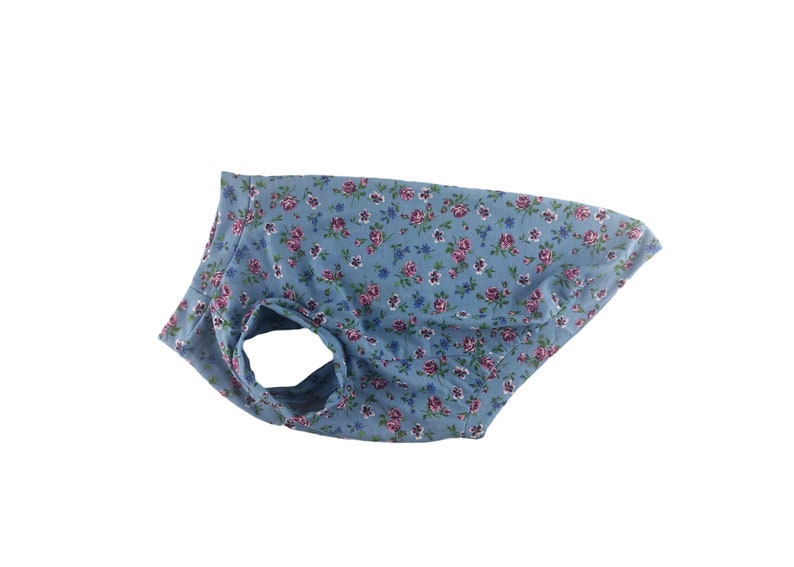 Dog Tee Dog Apparel Blue Floral Printed RayonCotton Thin Lightweight Jersey Tank Top Dog Clothing Made in USA Dog Fashion