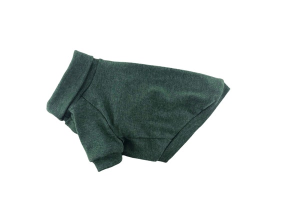 Heather Forest Green THIN  1x1 Rib knit Turtleneck T-shirt, Dog Top, Dog T-shirt, Dog Clothing, Dog Clothes, Dog Apparel, Made in USA