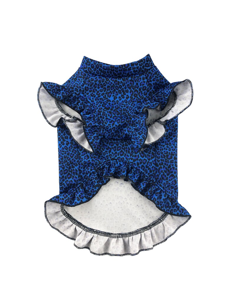 Blue Leopard Print Ruffled Dress Animal Print Dog Dress Dog Etsy