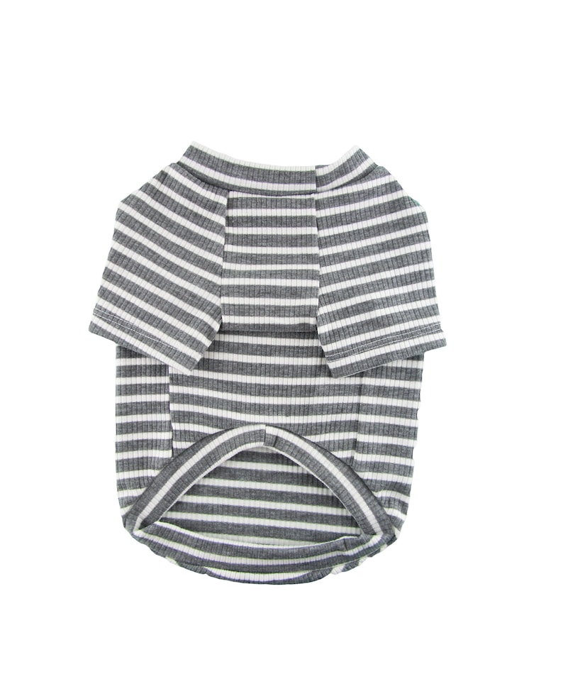 Dog Apparel Dog Fashion Dog Top Dog Clothing Dog T-shirt Gray /& White Stripe 4x2 Rib Knit Tee