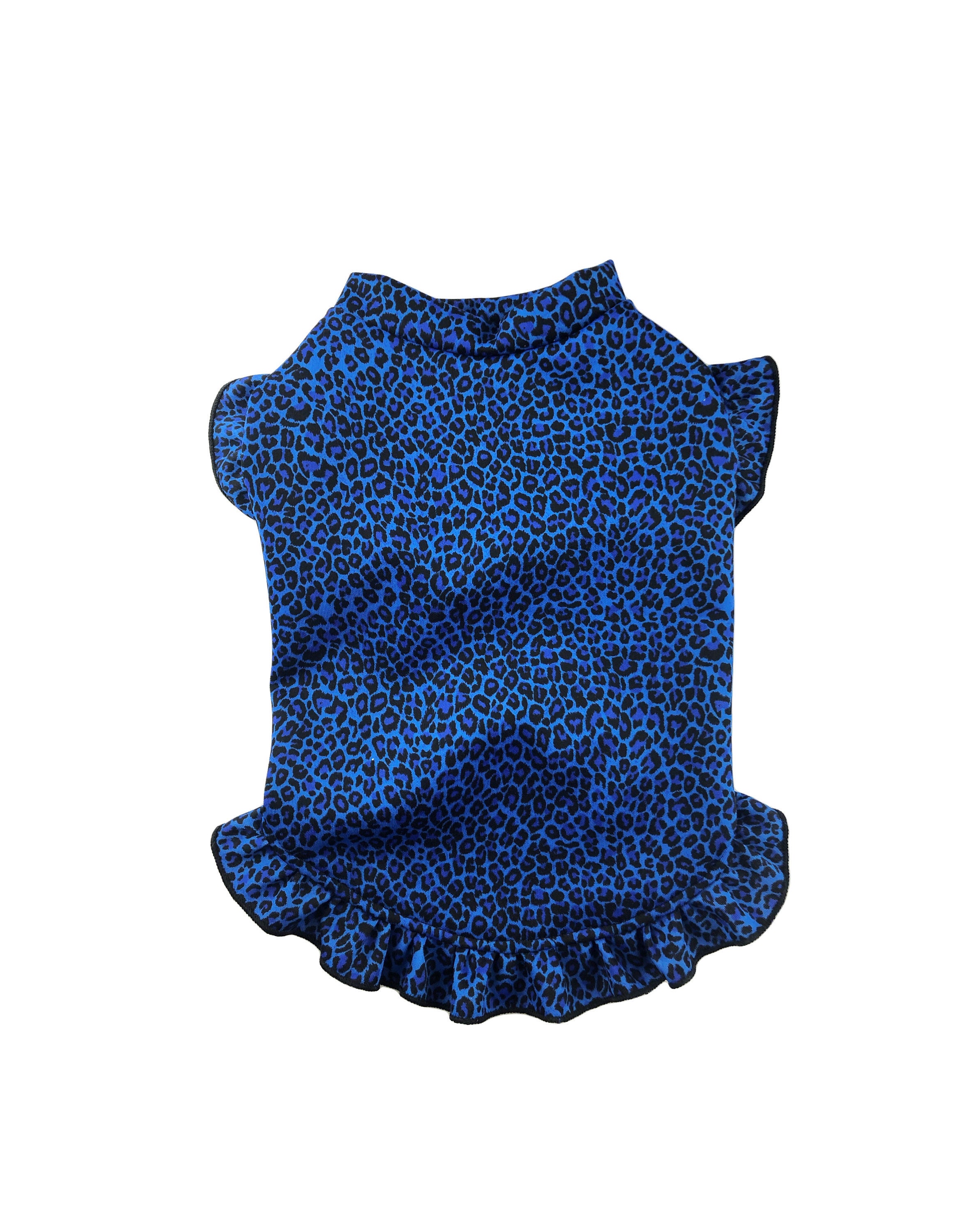 Blue Leopard Print Ruffled Dress Animal Print Dog Dress Dog Etsy