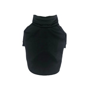 Puede incluir: Un jersey de cuello alto negro para una mascota. El jersey tiene un cuello alto y est&aacute; hecho de un tejido suave y el&aacute;stico.