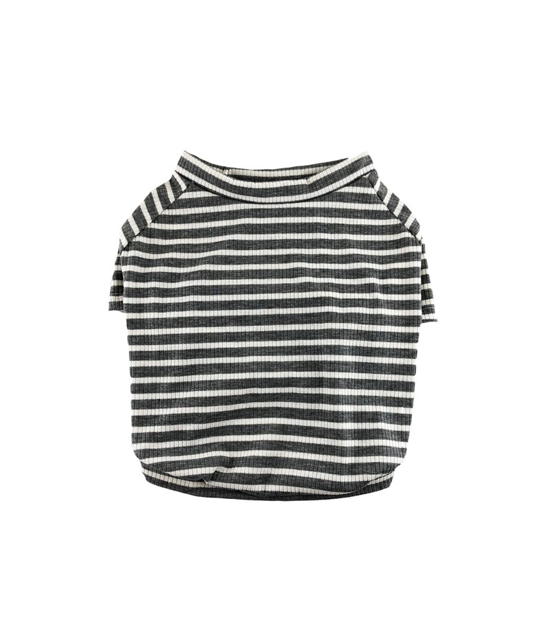 Dog Apparel Dog Fashion Dog Top Dog Clothing Dog T-shirt Gray /& White Stripe 4x2 Rib Knit Tee