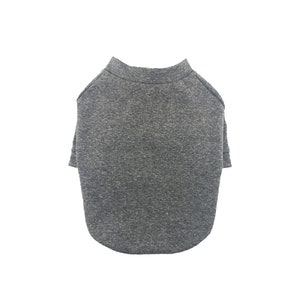 May include: A gray heather dog t-shirt with a crew neck.