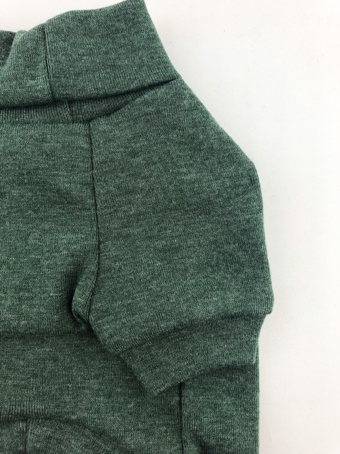 Heather Forest Green THIN 1x1 Rib Knit Turtleneck T-shirt Dog - Etsy