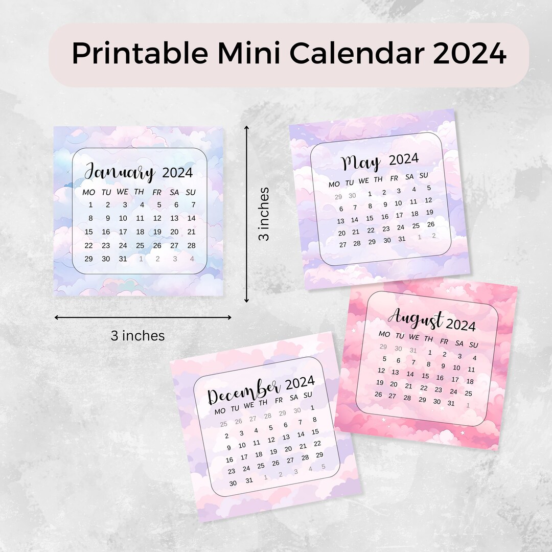 Mini Calendar 2024, Cute Mini Calendar, Mini Monthly Calendar ...