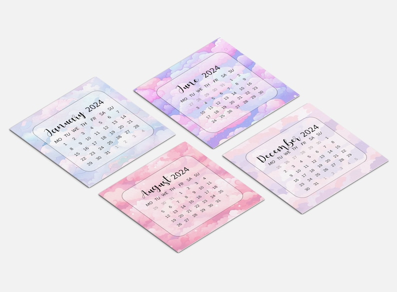 Mini Calendar 2024, Cute Mini Calendar, Mini Monthly Calendar ...