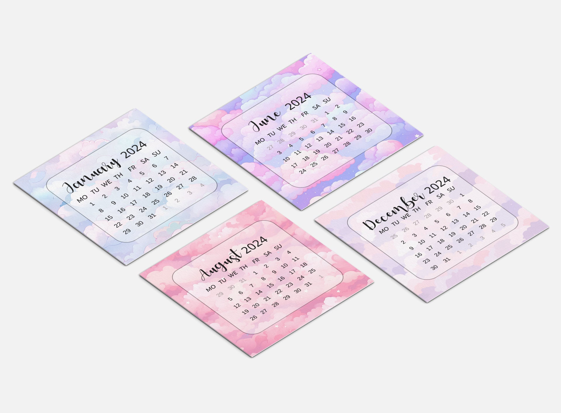 Mini Calendar 2024 Cute Mini Calendar Mini Monthly Calendar Etsy Canada