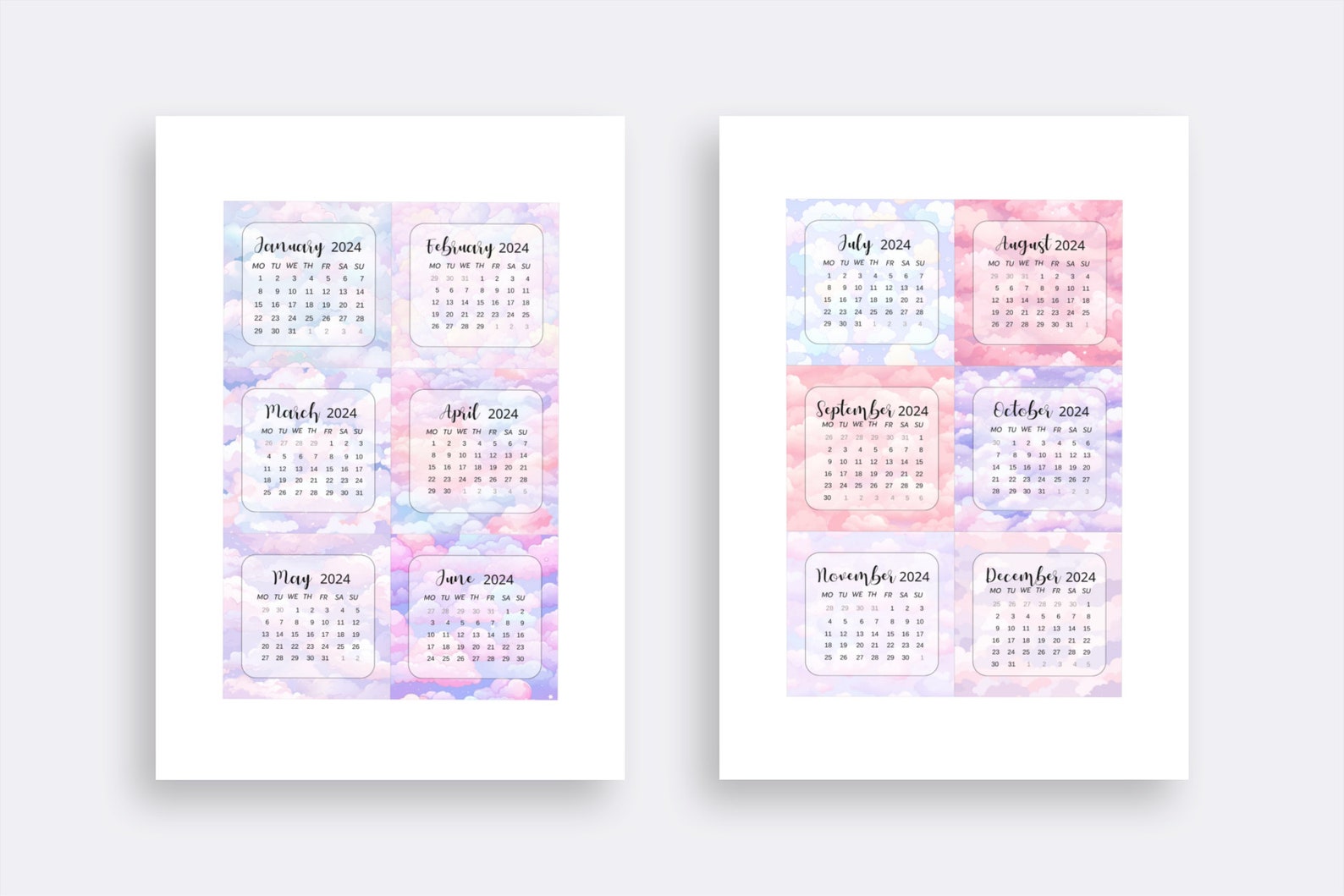 Mini Calendar 2024, Cute Mini Calendar, Mini Monthly Calendar, Printable Desk Calendar ...