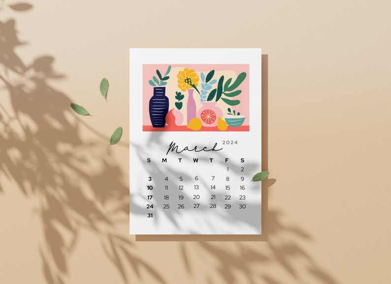 Printable 2024 Mini Calendar,monthly Desk Calendar Sunday Start 2024 ...