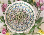 Colourful unique porcelain bowl. Salad bowl. Serving bowl. Fruit bowl. Mandala bowl. Handmade. Handpainted