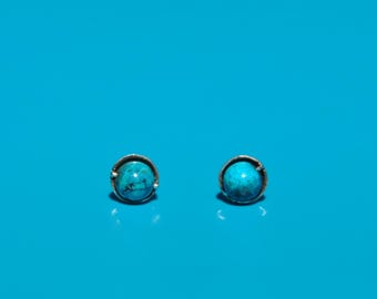 Chrysocolla Roller Sterling Silver Stud Earrings