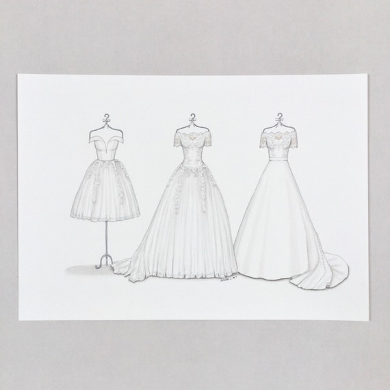 PERSONALIZZATO abiti da sposa schizzo illustrazione disegno
