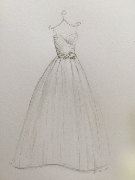 Custom Wedding Dress Watercolour ...