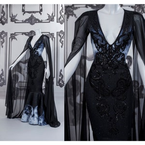 Black Lace Moon Phases Gown - Etsy