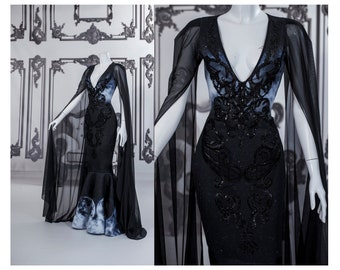 Black lace moon phases gown