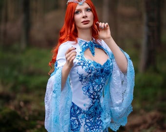 blue celtic wedding dress Vintage Celtic Corset A Line Wedding Dresses Fairy... From Chicweddings, Rs.15,133.41