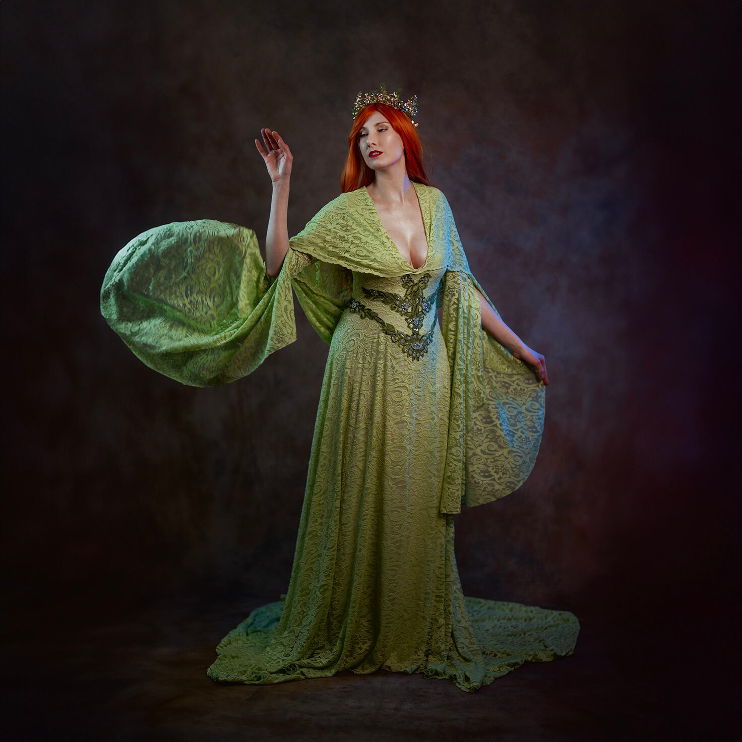 green elven wedding dress Elven Bridal Gown Firefly Path