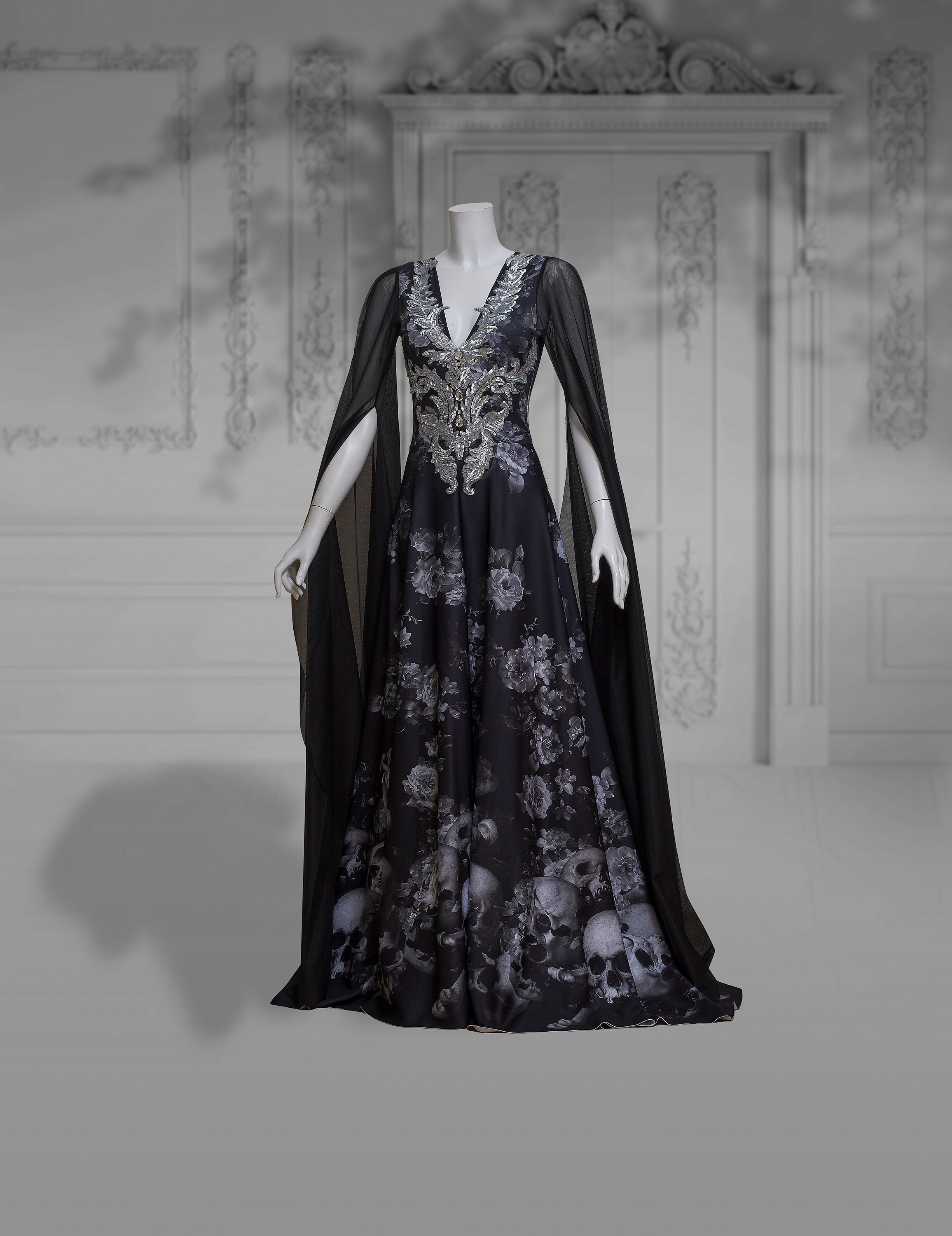 slim fit dress slacks Halloween Skull Print Costume Dress