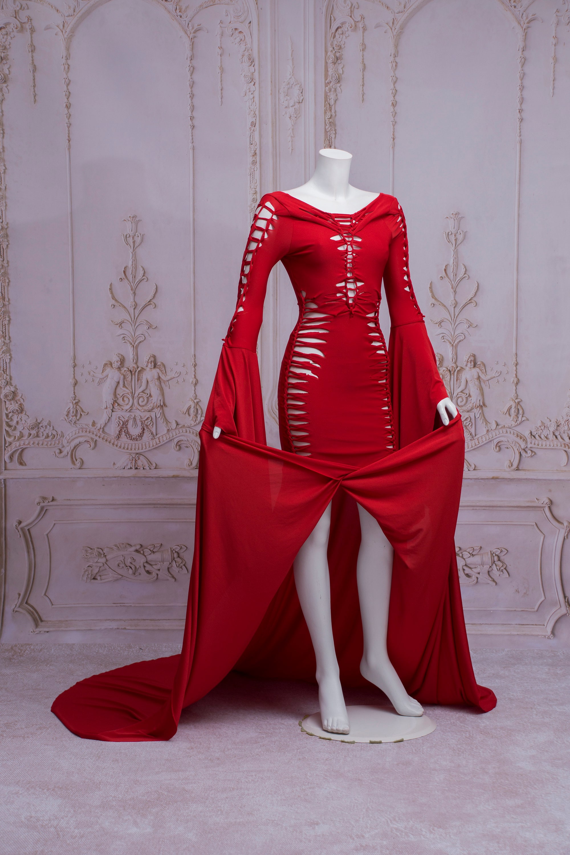 LiSA Eve&Birth ロンＴ Ｌサイズ Slashed Dress Elvira Black Gothic Latex Wet Look Halloween