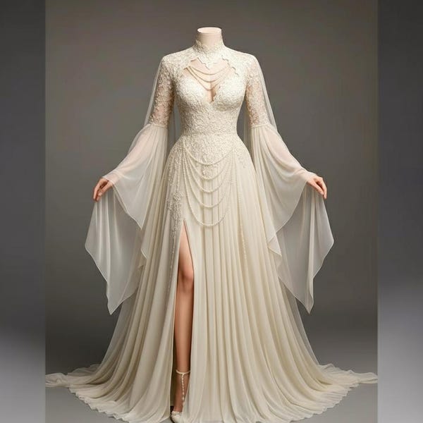 Éala Shíon – Celtic Ivory Bridal Gown • Enchanted Preorder Dress • Ethereal Ceremony Couture