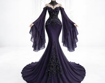 Noctis Divina – Custom Gothic Black Lace DDP Wedding Dress