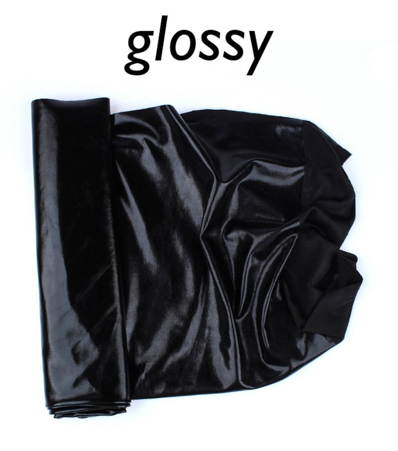 Glossy stretch knit leather-like fabric sample