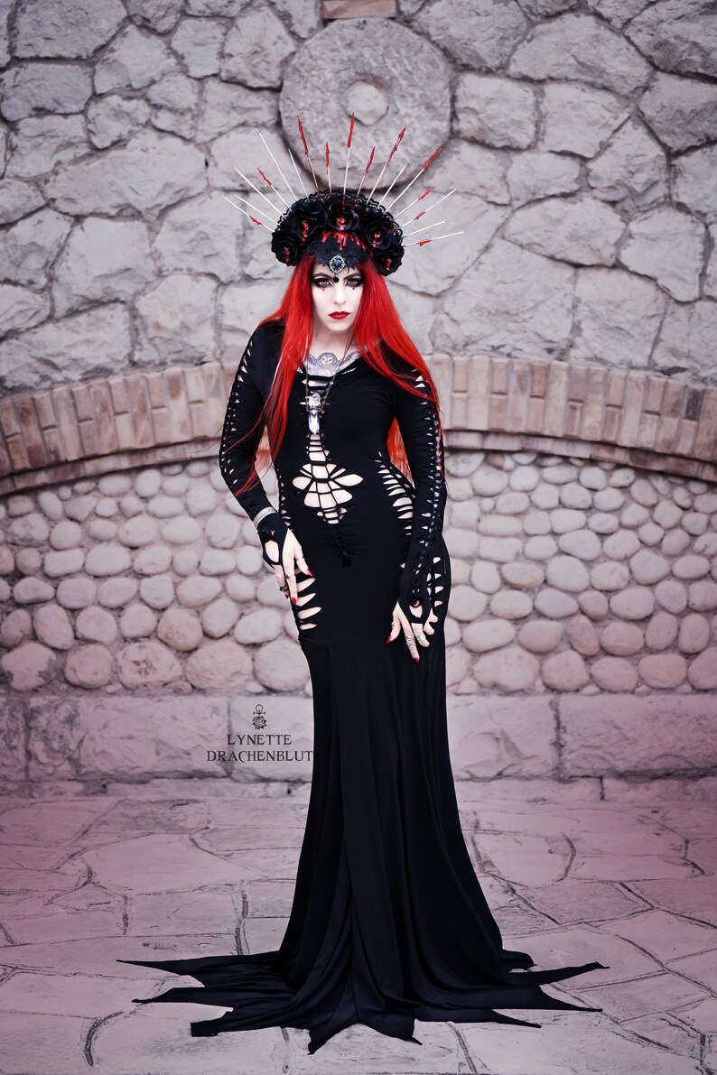 Slashed Dress Morticia Addams Black Gothic - Etsy