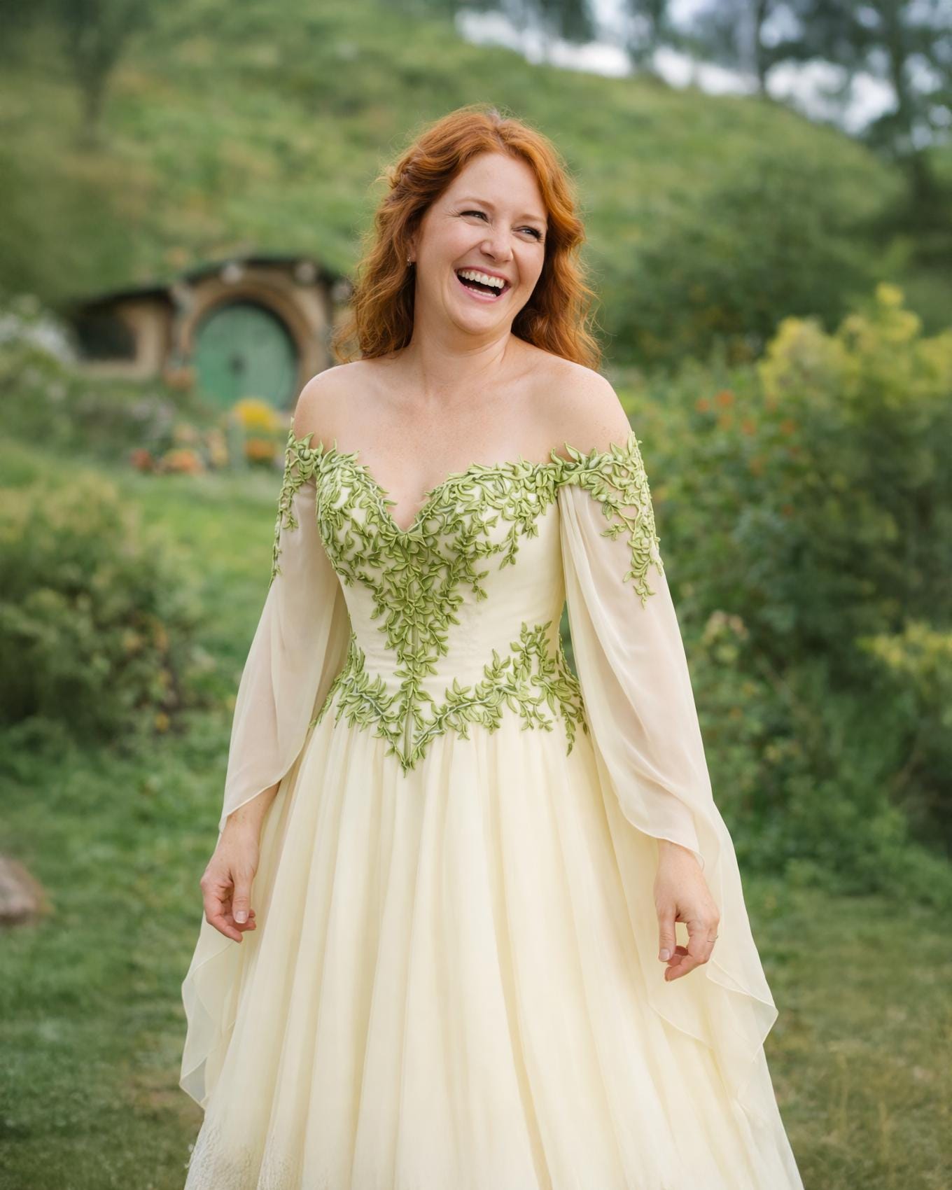 viridian green wedding dress Viridia Shire Olive Bridal Gown Preorder Fantasy With Corset and Chiffon Sleeves long_sleeve_dress