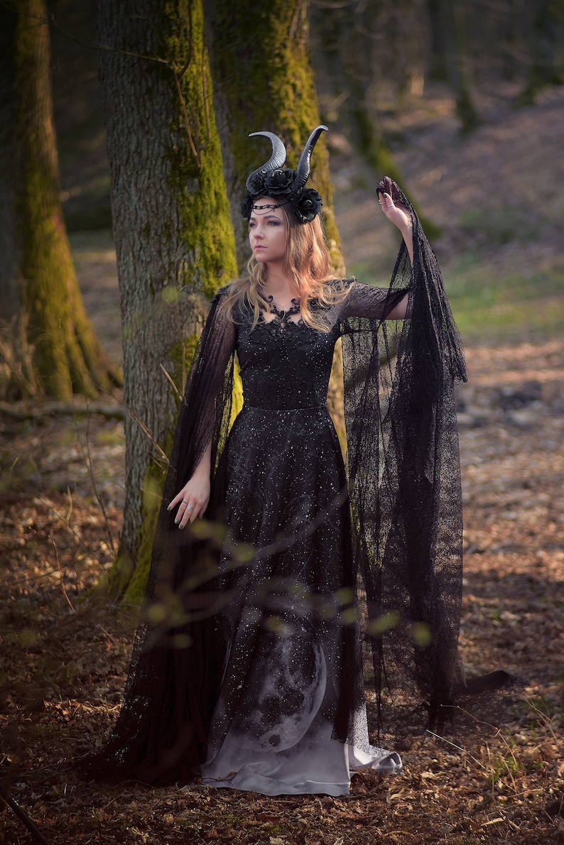 Ombre moon dress gothic forest witchy image 6