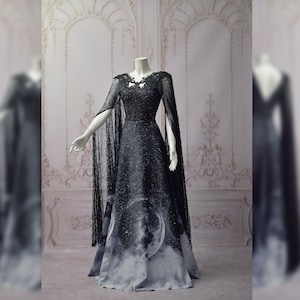 Ombre moon dress gothic forest witchy image 5