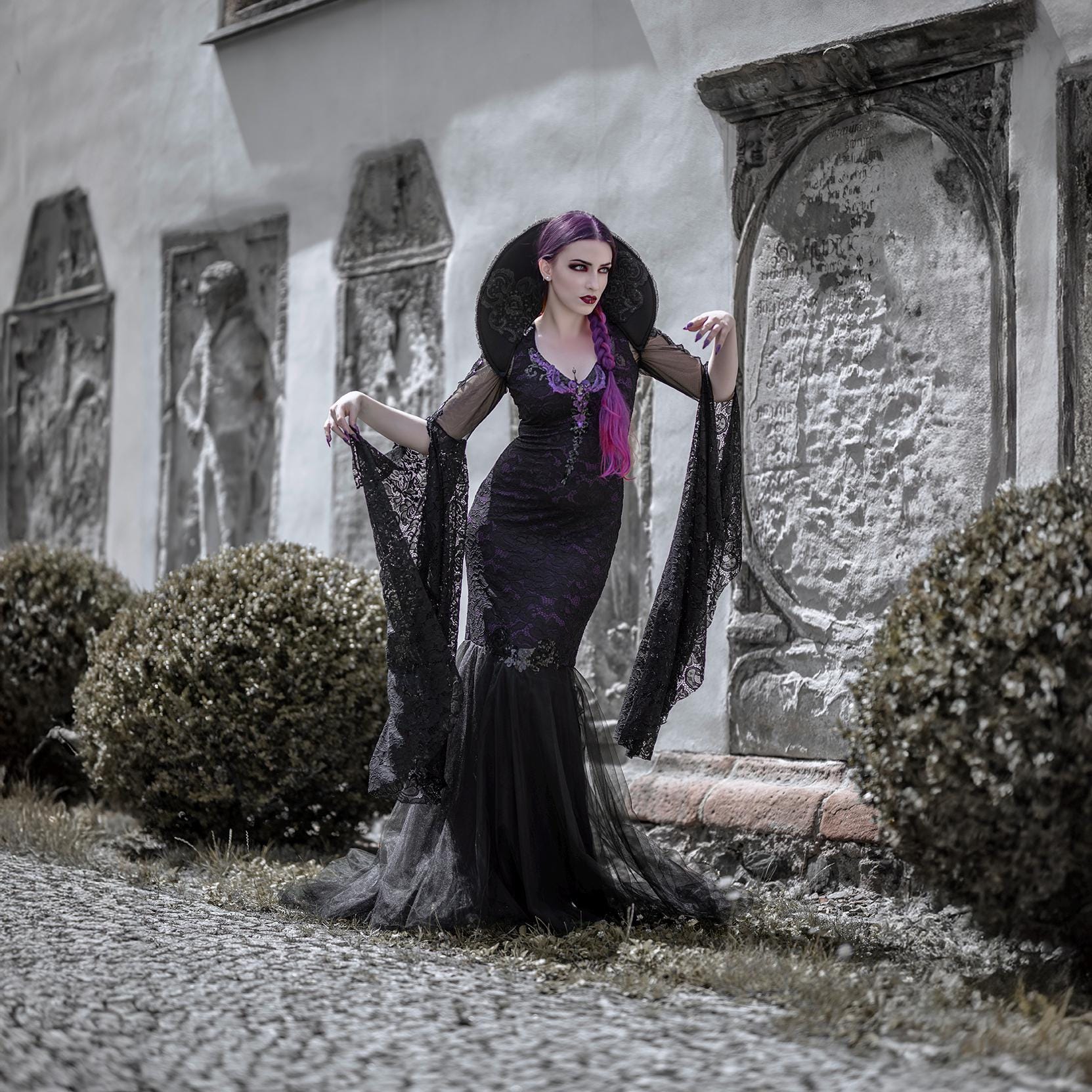 chinese dress ladies Luna Ritual Gothic Mermaid Long Sleeve Dress  Serendute