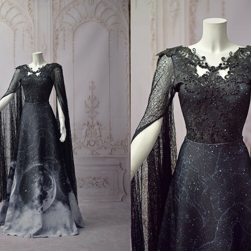 Ombre Moon Dress Gothic Forest Witchy 