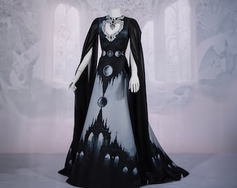 Night Goddess Elven Corset Dress ~ Gothic Witch Wedding Gown Fairy Fantasy  Bridal Dress Wicca Pagan Couture ~ Ball Masquerade Celestial Cape - Etsy  Denmark