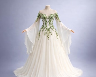 Shire Lumina Aurea off-shoulder forest wedding bridal gown Corset Back Fantasy Dress