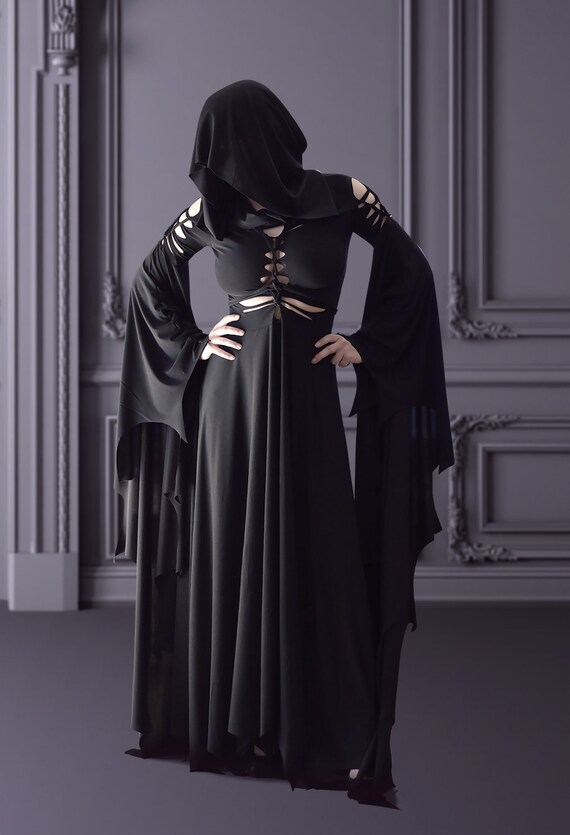 morticia addams style wedding dress